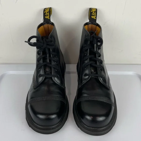 RARE Doc Martens NP5D Black Leather Boots Made in England UK Sz 8 - Picture 4 of 13